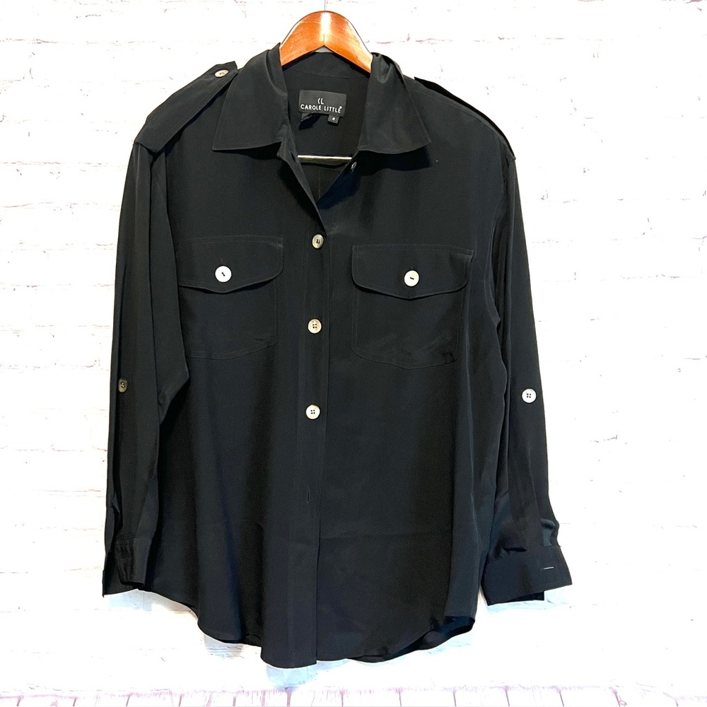 Vintage Carole Little Black Button-Up Shirt